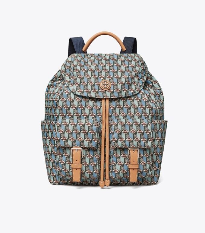 Zaino con patta in nylon stampato